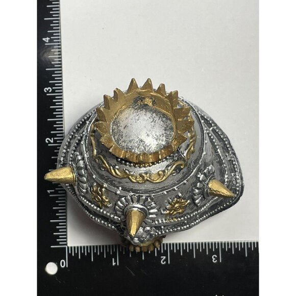 Skull Figure Shelf Sitter King Style with Silver HELMET - Picture 10 of 12